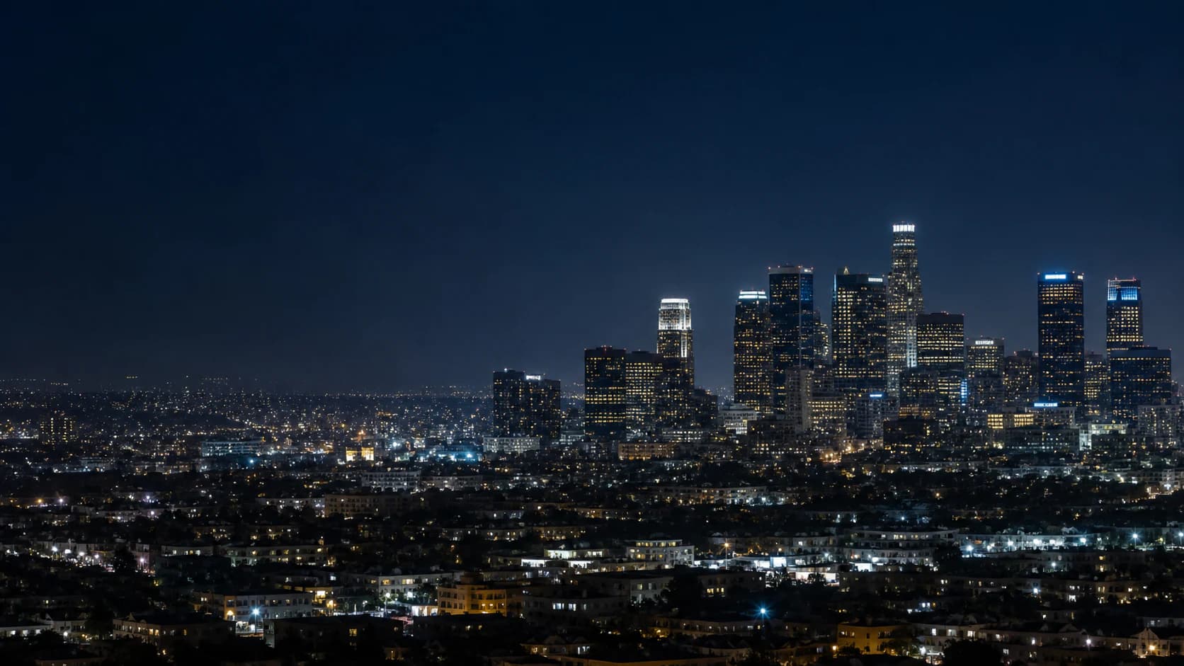 Los Angeles city skyline at night